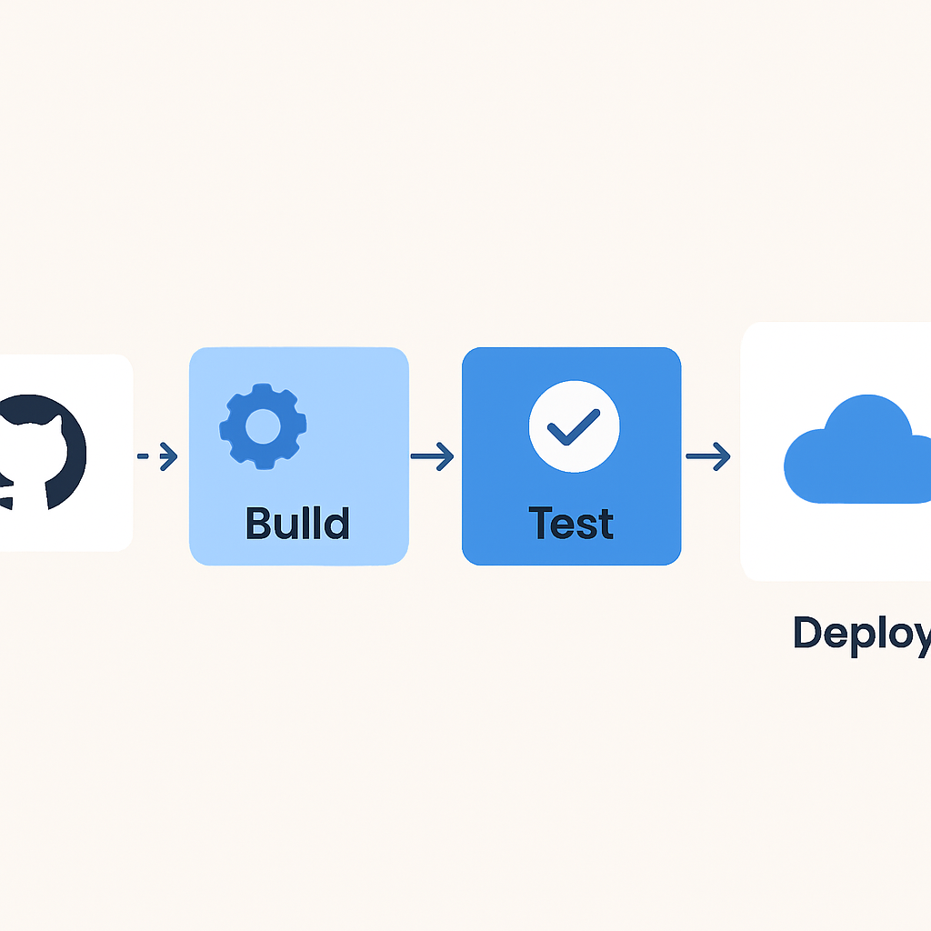 Diagramme de pipeline CI/CD moderne avec les étapes de workflow GitHub Actions