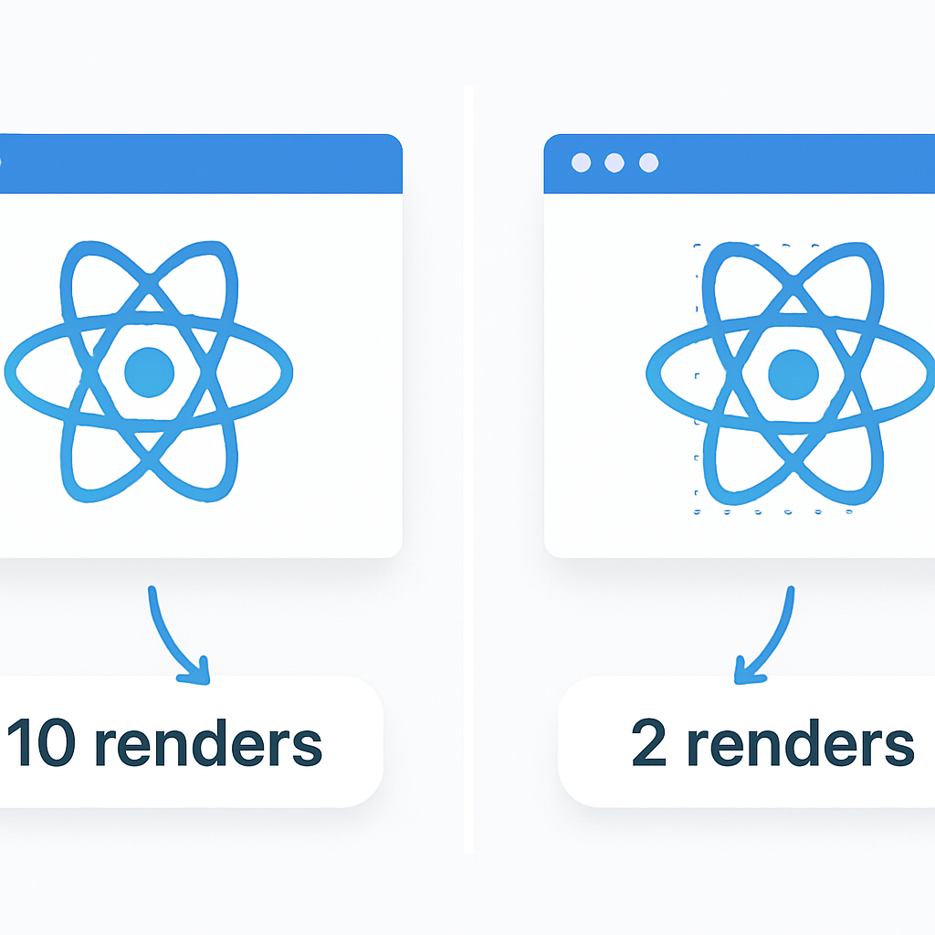 Comparaison de composants React.memo montrant l'avant et l'après optimisation avec métriques de rendu