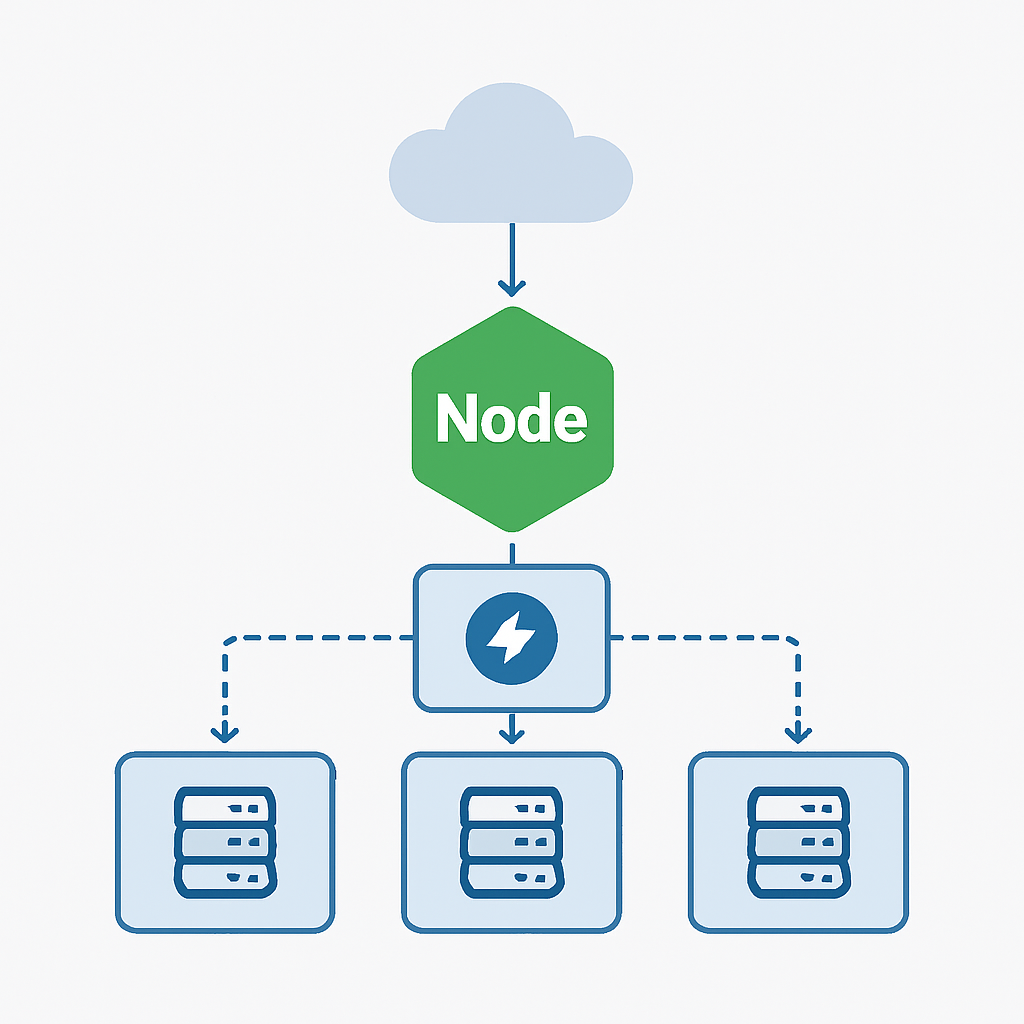 Diagramme de flux de communication des microservices Node.js avec pattern circuit breaker
