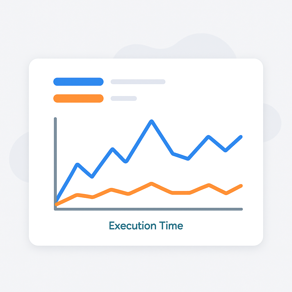 Graphique comparatif des performances useMemo vs calcul normal avec temps d'exécution