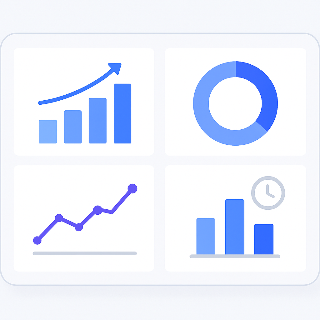 Tableau de bord analytique montrant métriques de productivité équipe, temps de révision et fréquence de déploiement