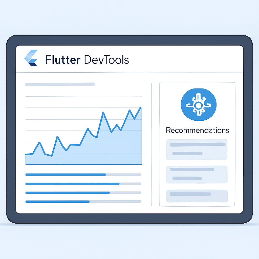 Interface du profileur de performance Flutter DevTools avec recommandations IA
