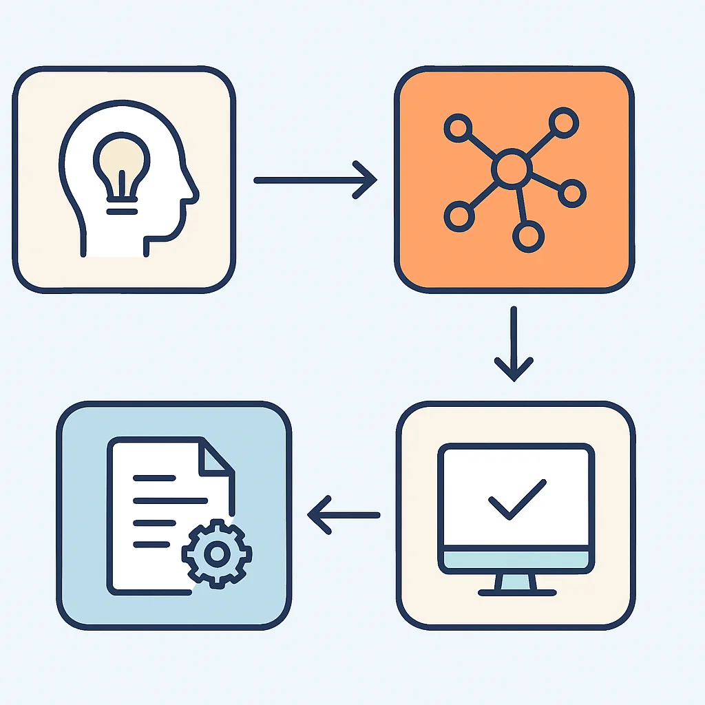 Diagramme de flux de résolution de problèmes d'algorithmes, de la compréhension au test
