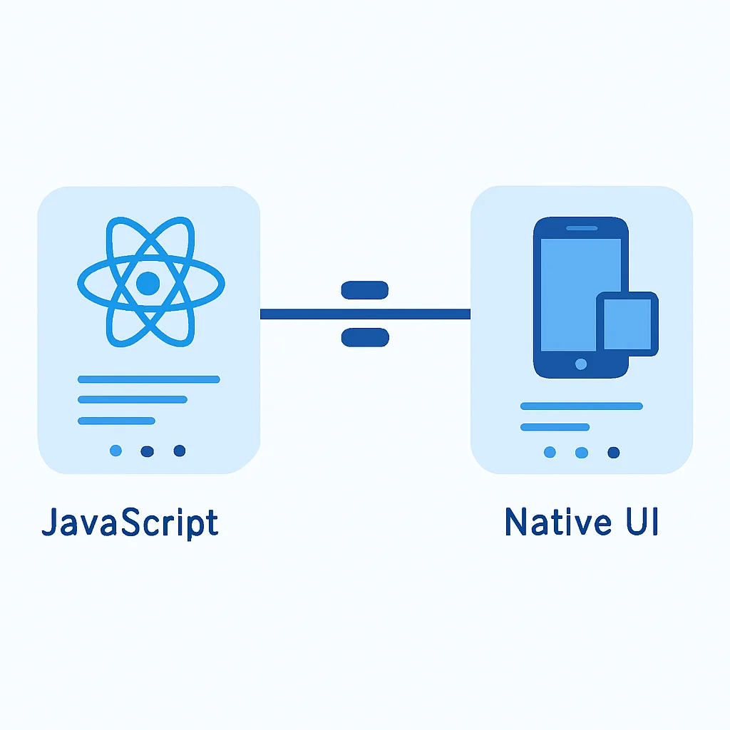 Diagramme d'architecture React Native montrant le thread JavaScript, le pont et le thread UI natif