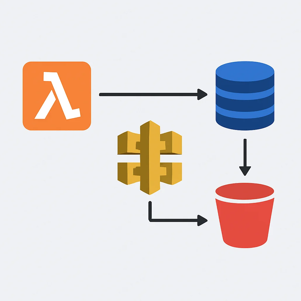 Diagramme d'interaction entre AWS Lambda, API Gateway, DynamoDB et S3 dans une architecture serverless
