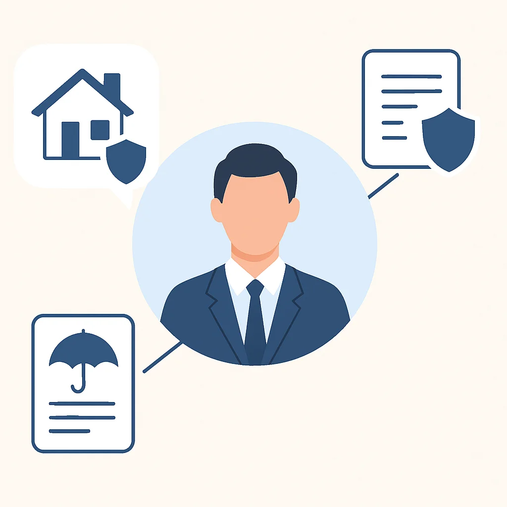 Diagramme illustrant les différents types de polices d'assurance pour les propriétaires, y compris PNO, GLI et l'assurance du locataire