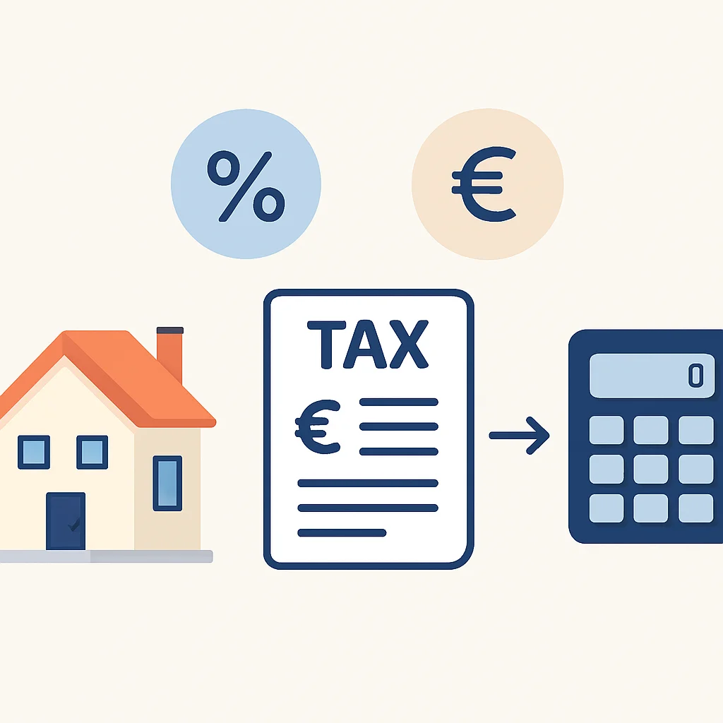 Diagramme montrant le calcul de l'impôt sur les plus-values immobilières en France, avec abattements et exonérations pour 2026