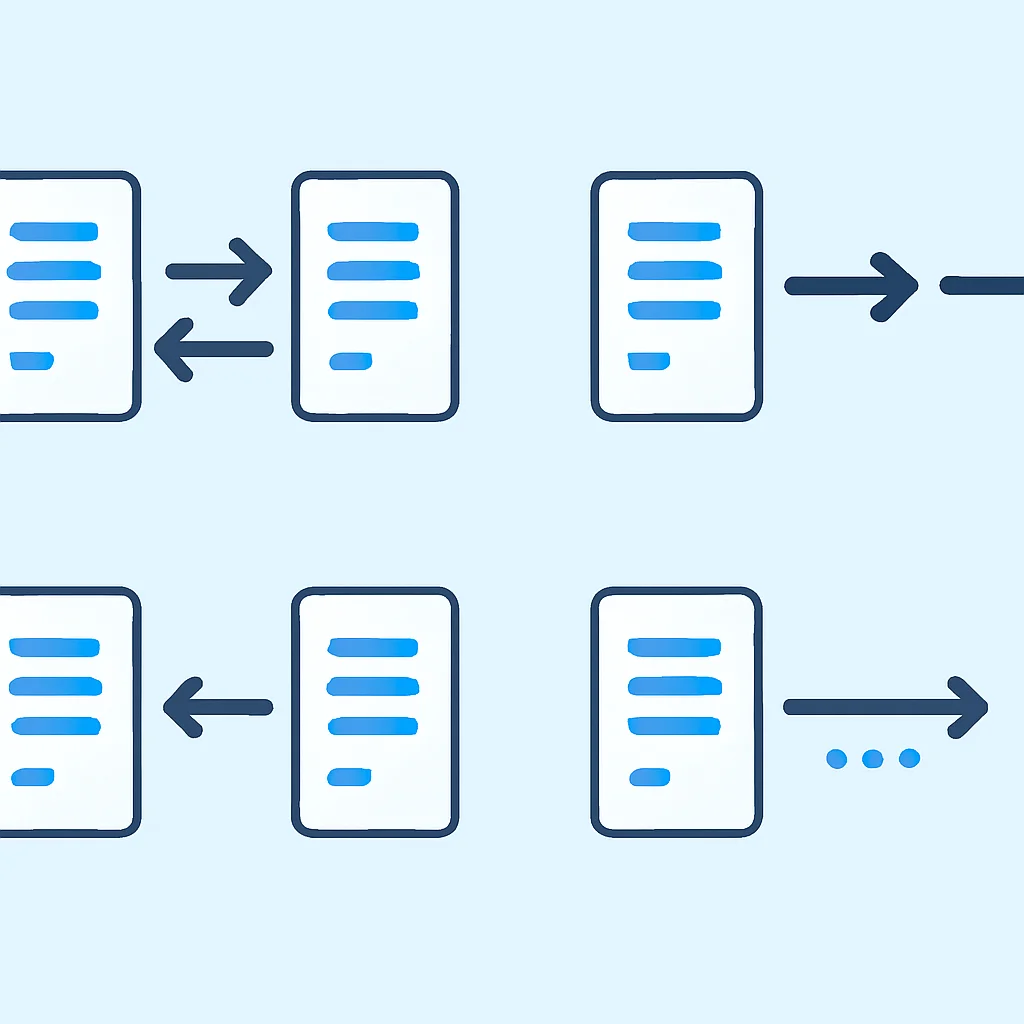 Diagramme illustrant les différentes stratégies de synchronisation des données