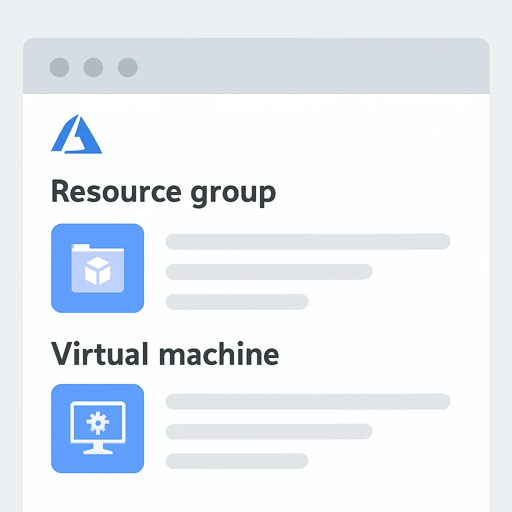 Capture d'écran d'un groupe de ressources Azure et d'une machine virtuelle dans le portail Azure