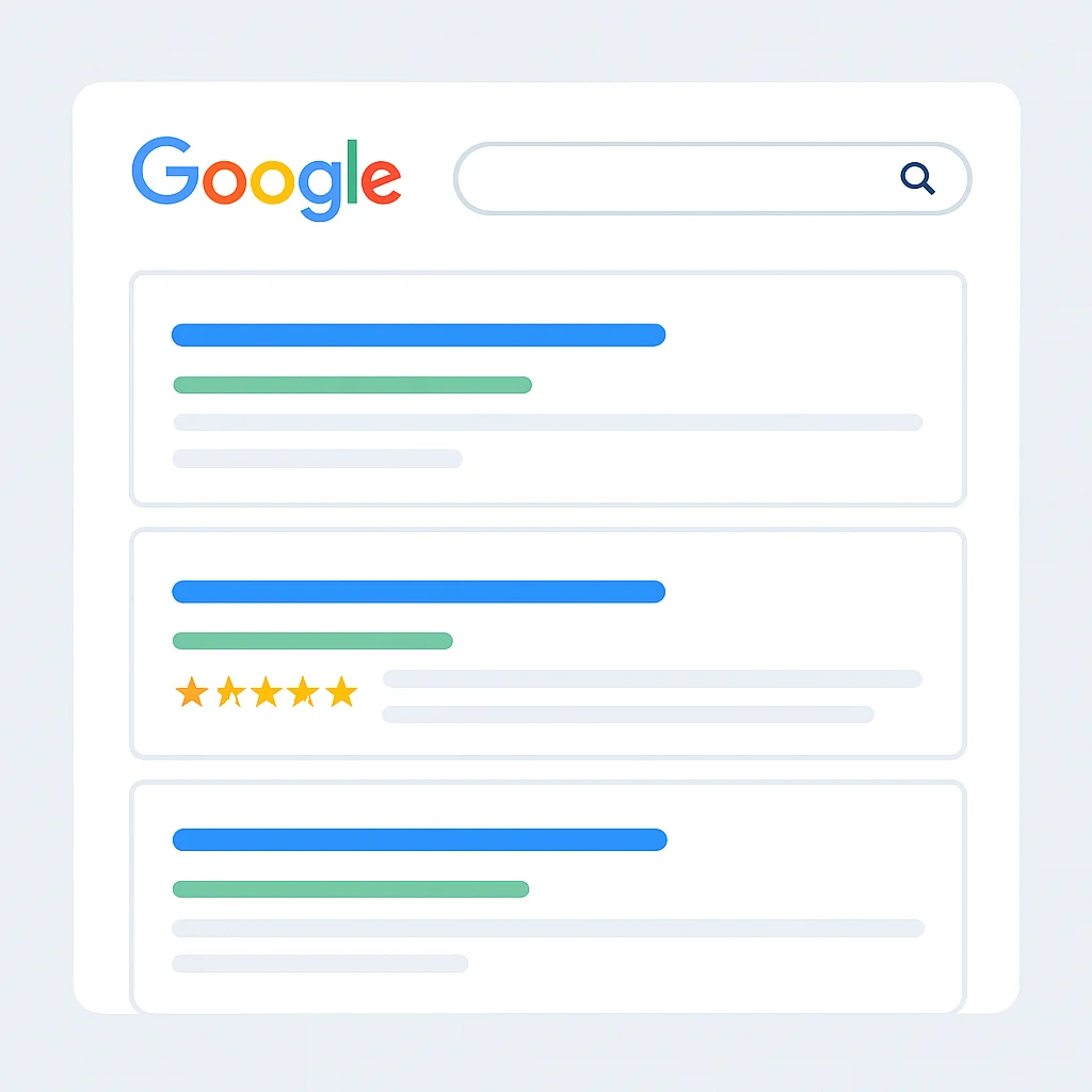 Capture d'écran des résultats de recherche Google montrant des extraits enrichis (rich snippets)
