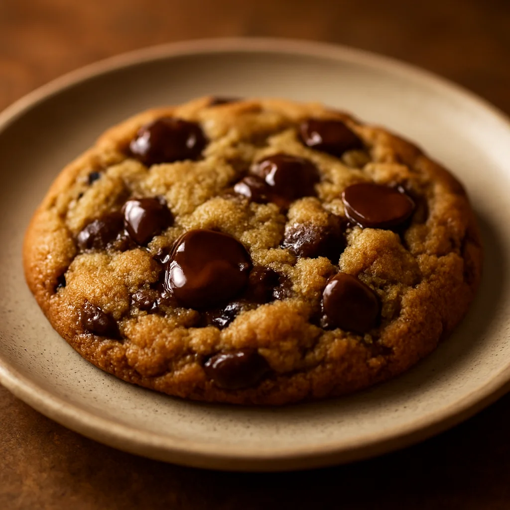 Cookie aux pépites de chocolat fraîchement cuit, chaud et fondant