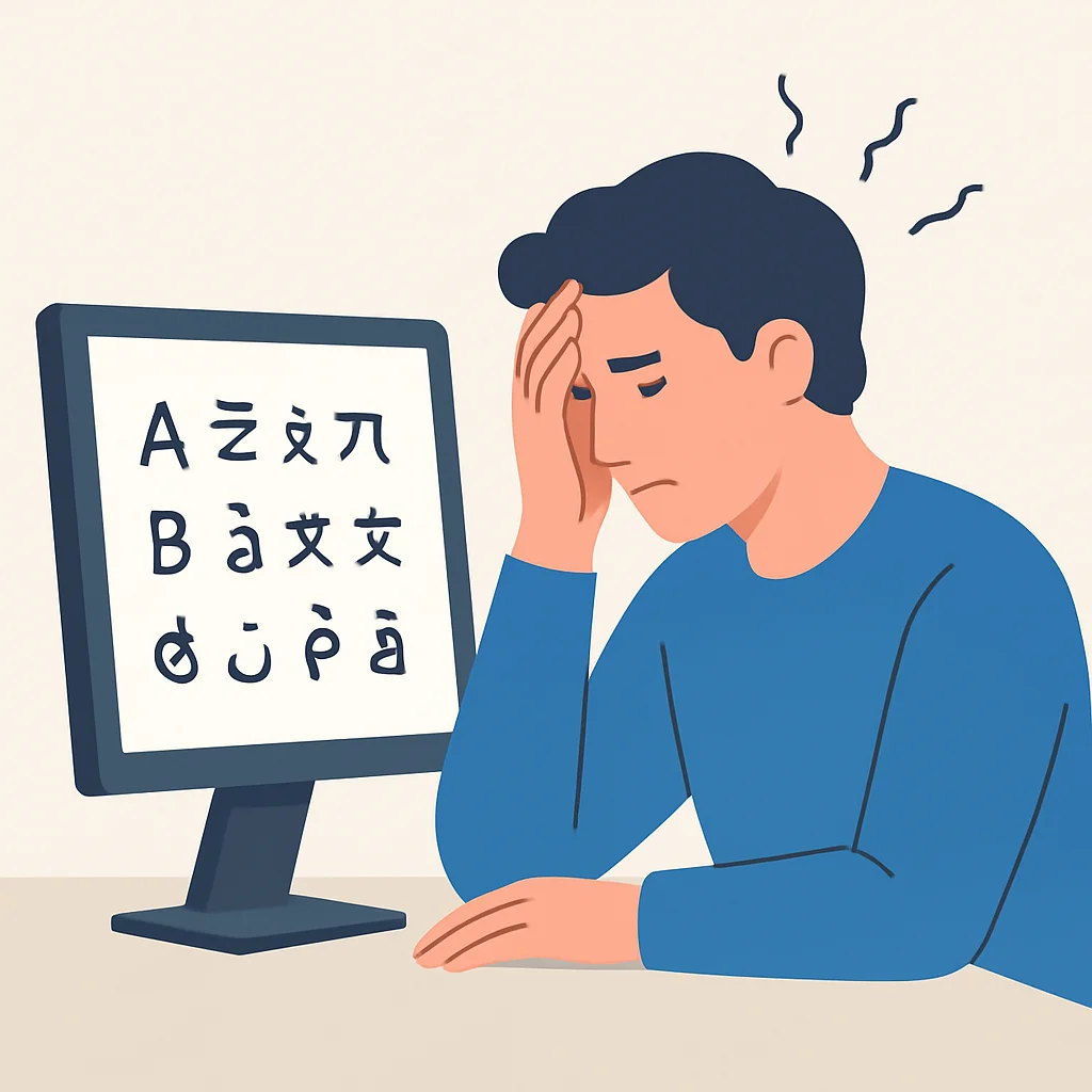 Une personne frustrée devant un écran d'ordinateur affichant du texte en langue étrangère, symbolisant la surcharge cognitive