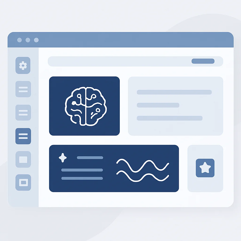 Interface de plateforme low-code/no-code alimentée par l'IA montrant des fonctionnalités d'IA générative