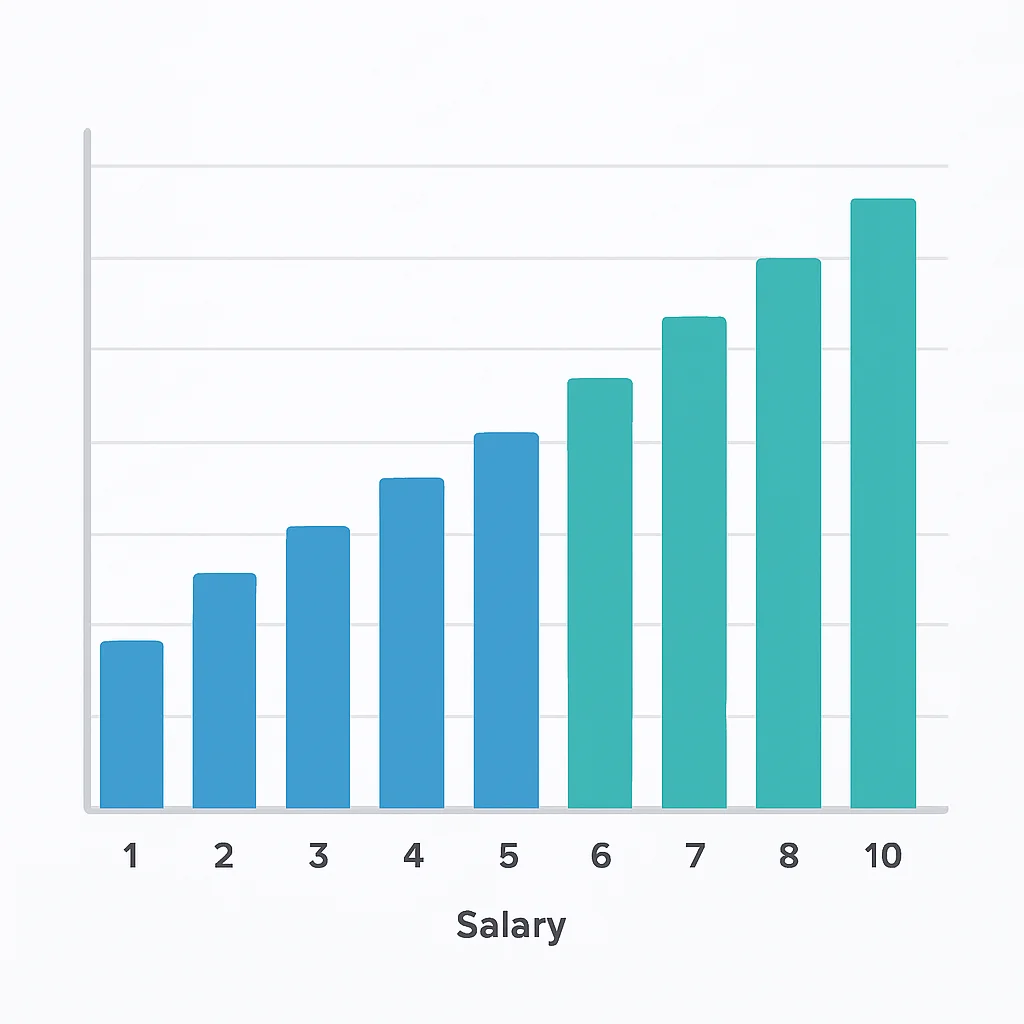 Graphique à barres montant la différence de salaire cumulée sur 10 ans entre un salaire de départ négocié et non négocié