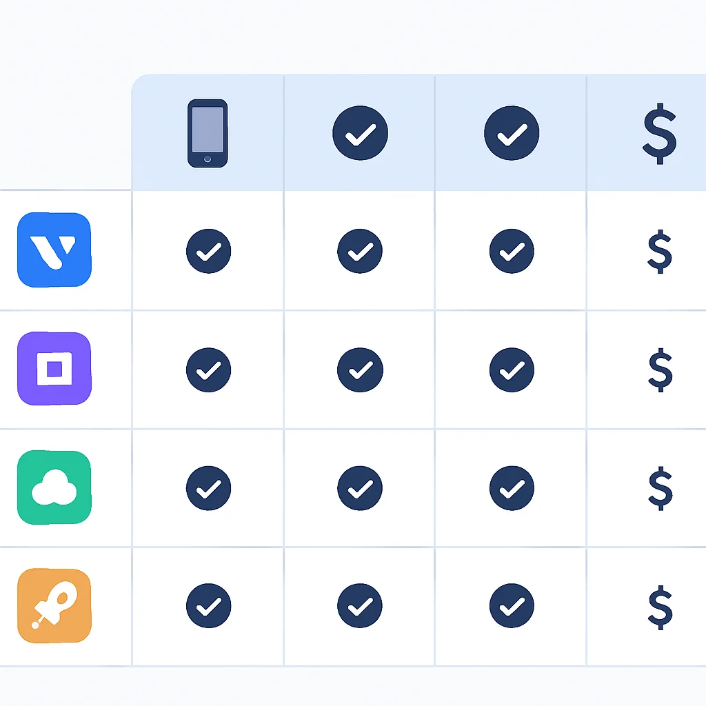 Tableau comparatif des différentes plateformes CI/CD mobiles avec leurs fonctionnalités et tarifs