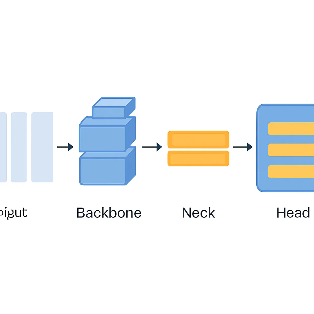 Diagramme d'architecture détaillé d'un modèle YOLO, illustrant les composants backbone, neck et head avec le flux de données