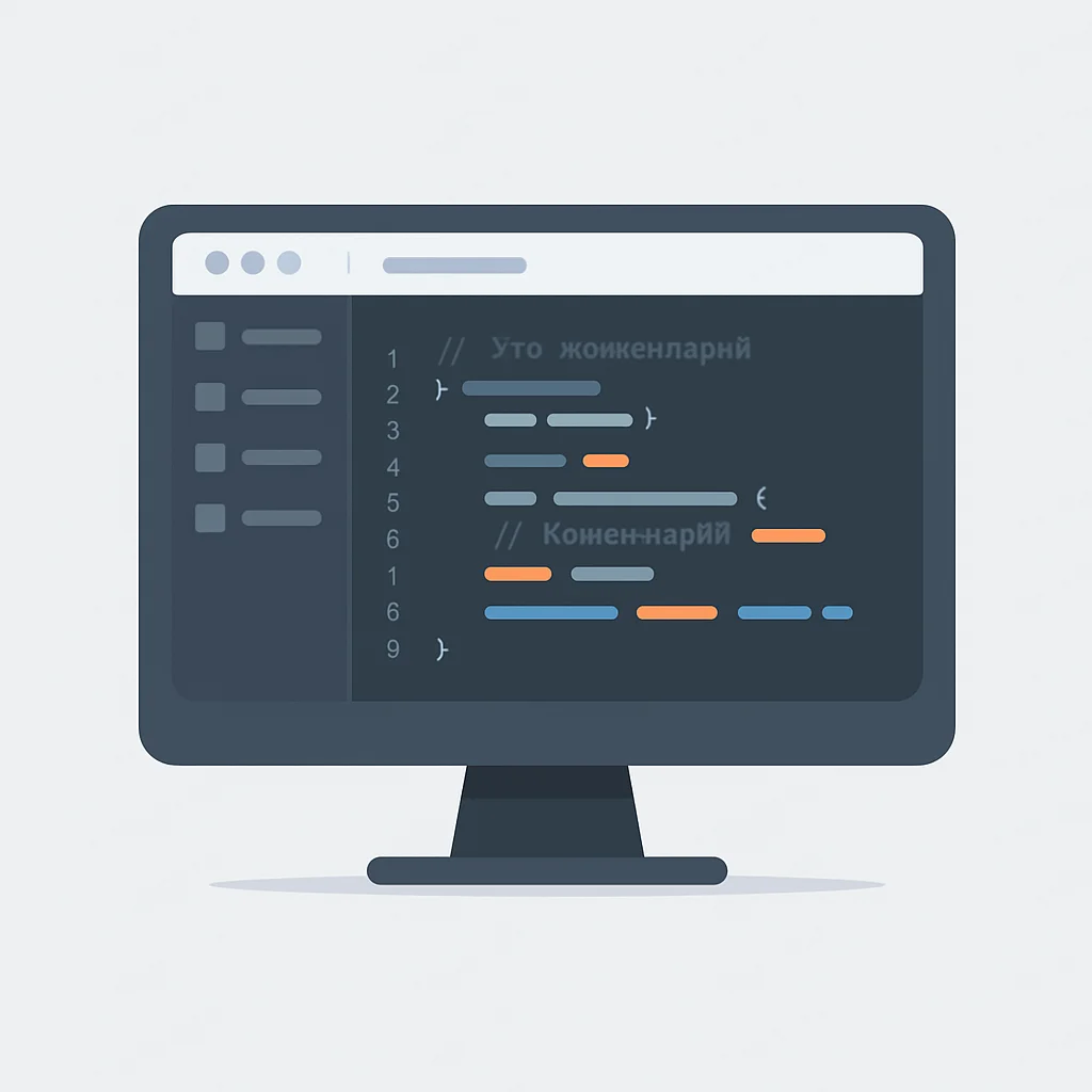 Écran d'ordinateur de développeur affichant une interface IDE avec menus et commentaires de code en langue étrangère