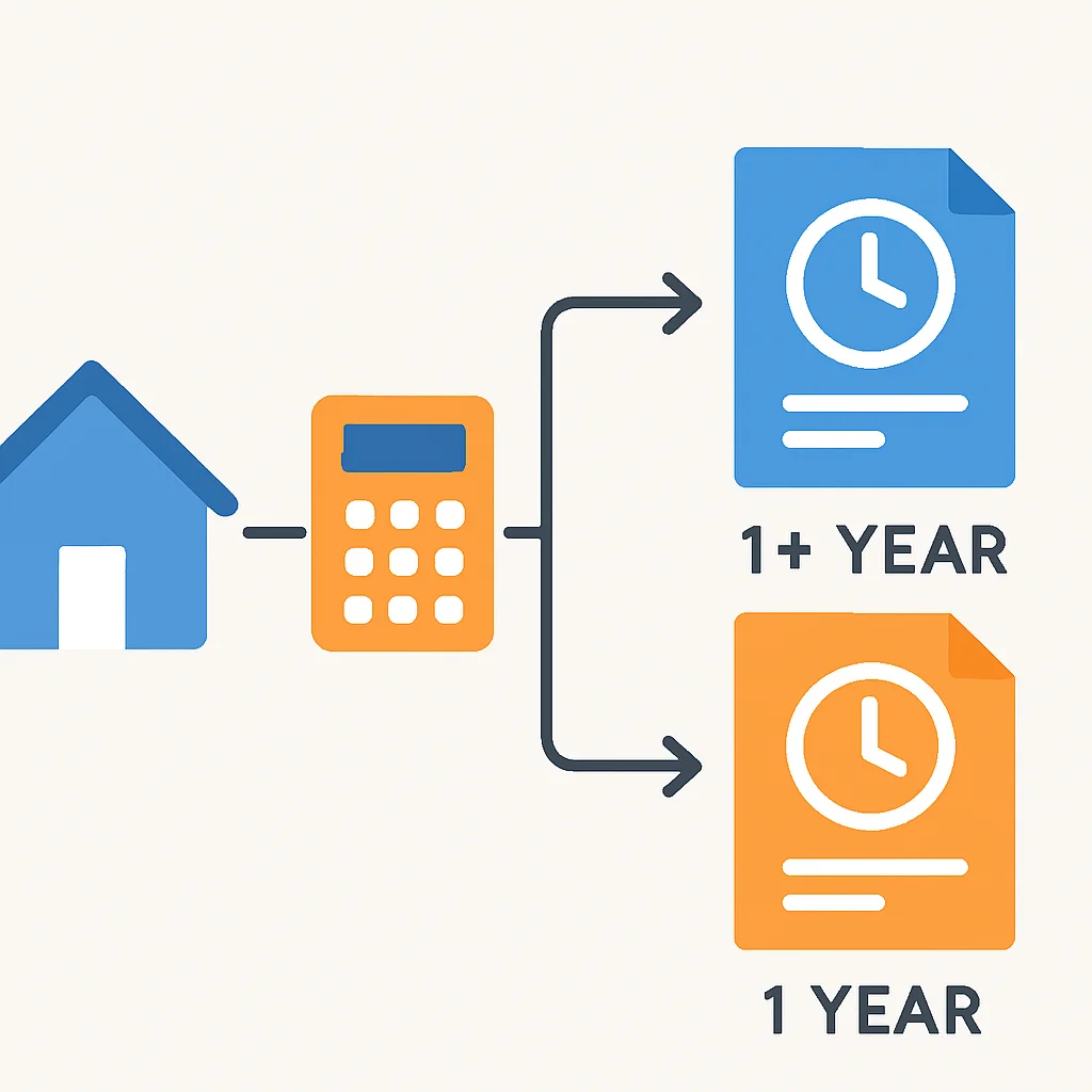 Diagramme du calcul de l'impôt sur la plus-value immobilière avec durées de détention