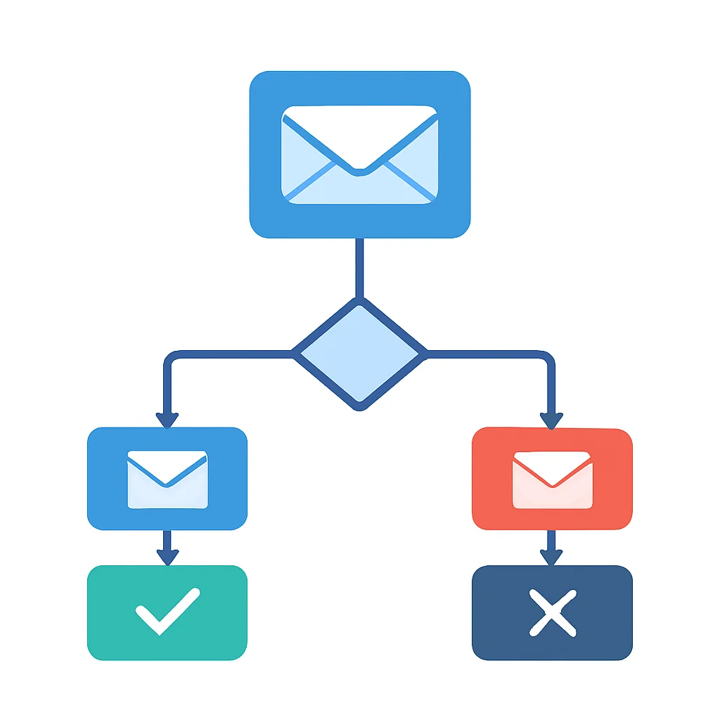 Diagramme de flux illustrant une séquence d'emails de bienvenue automatisée pour les nouveaux abonnés développeurs, montrant les points de décision basés sur les actions de l'utilisateur