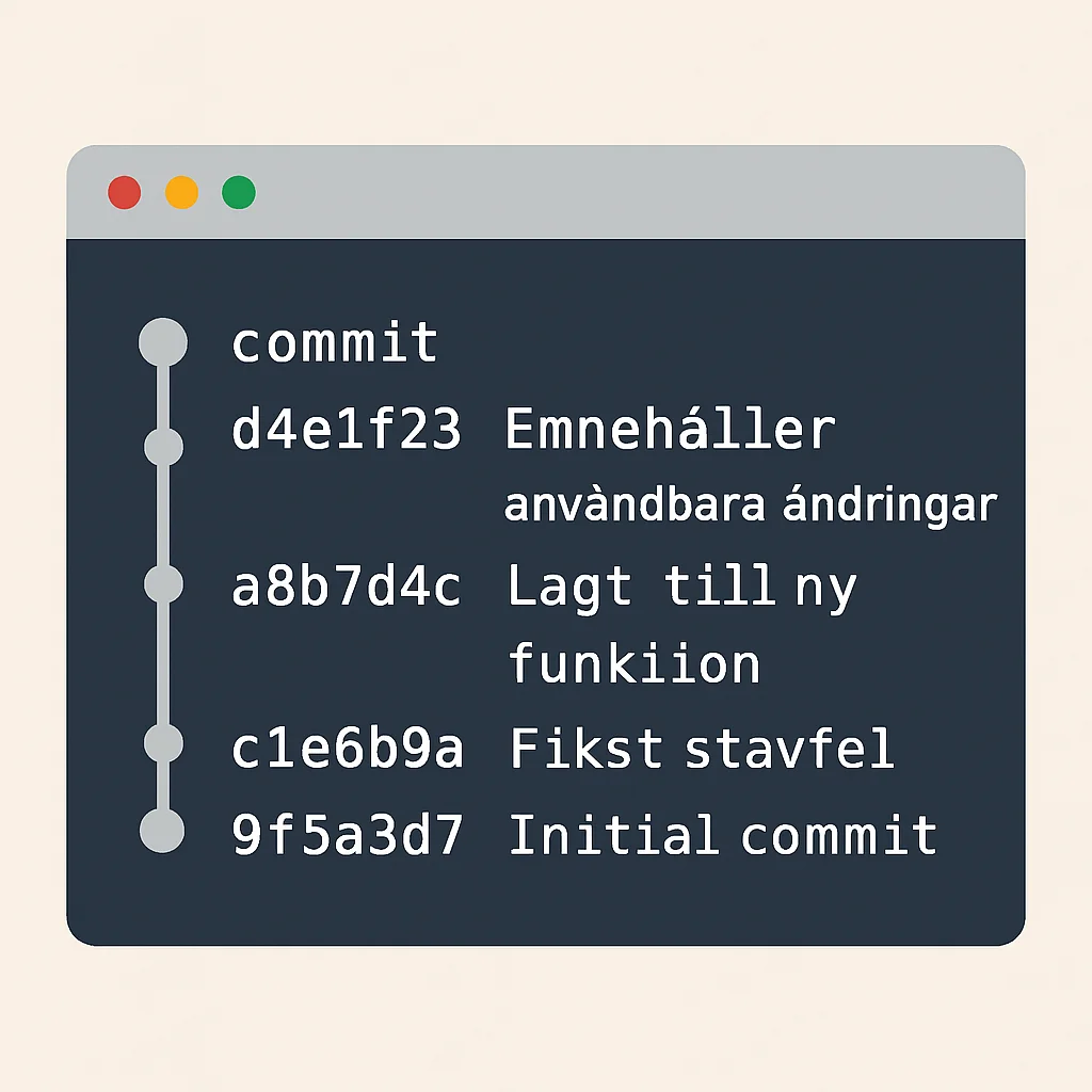 Historique des commits Git dans un terminal, affichant des messages de commit écrits en langue étrangère
