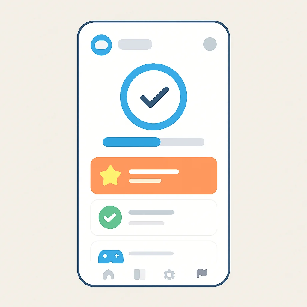 Capture d'écran d'une interface d'application d'apprentissage des langues avec des éléments ludifiés et un suivi des progrès