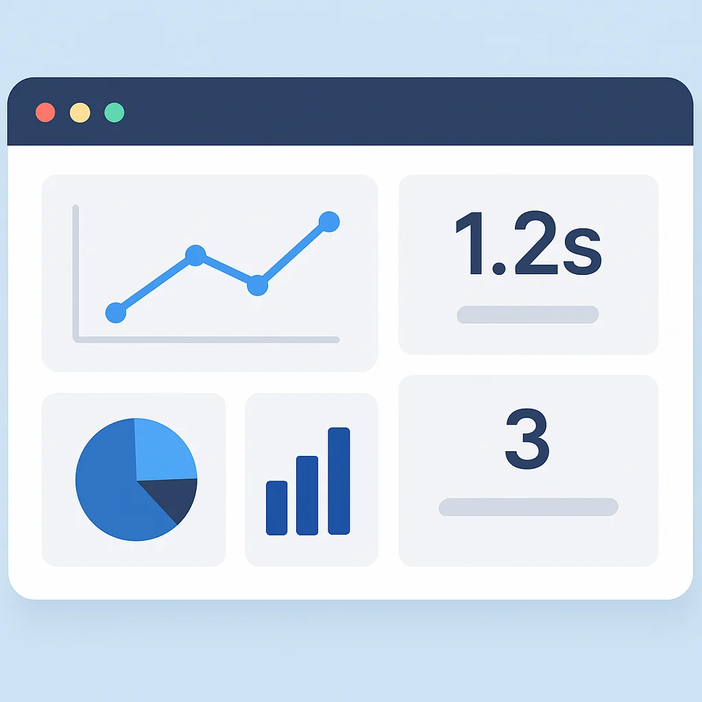 Tableau de bord affichant les KPI des micro-frontends tels que le temps de chargement, la taille du bundle et la fréquence de déploiement