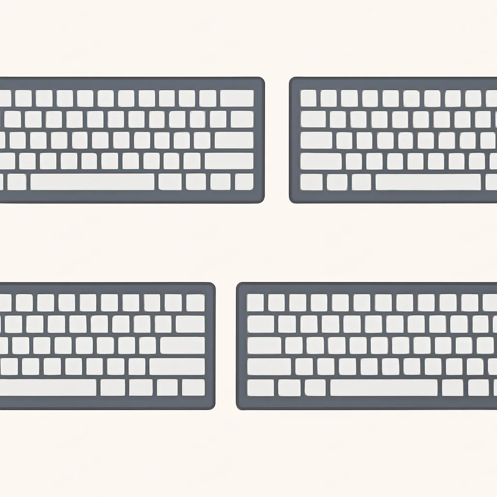 Diagramme illustrant les différents formats de claviers (full-size, TKL, 60%, 75%)