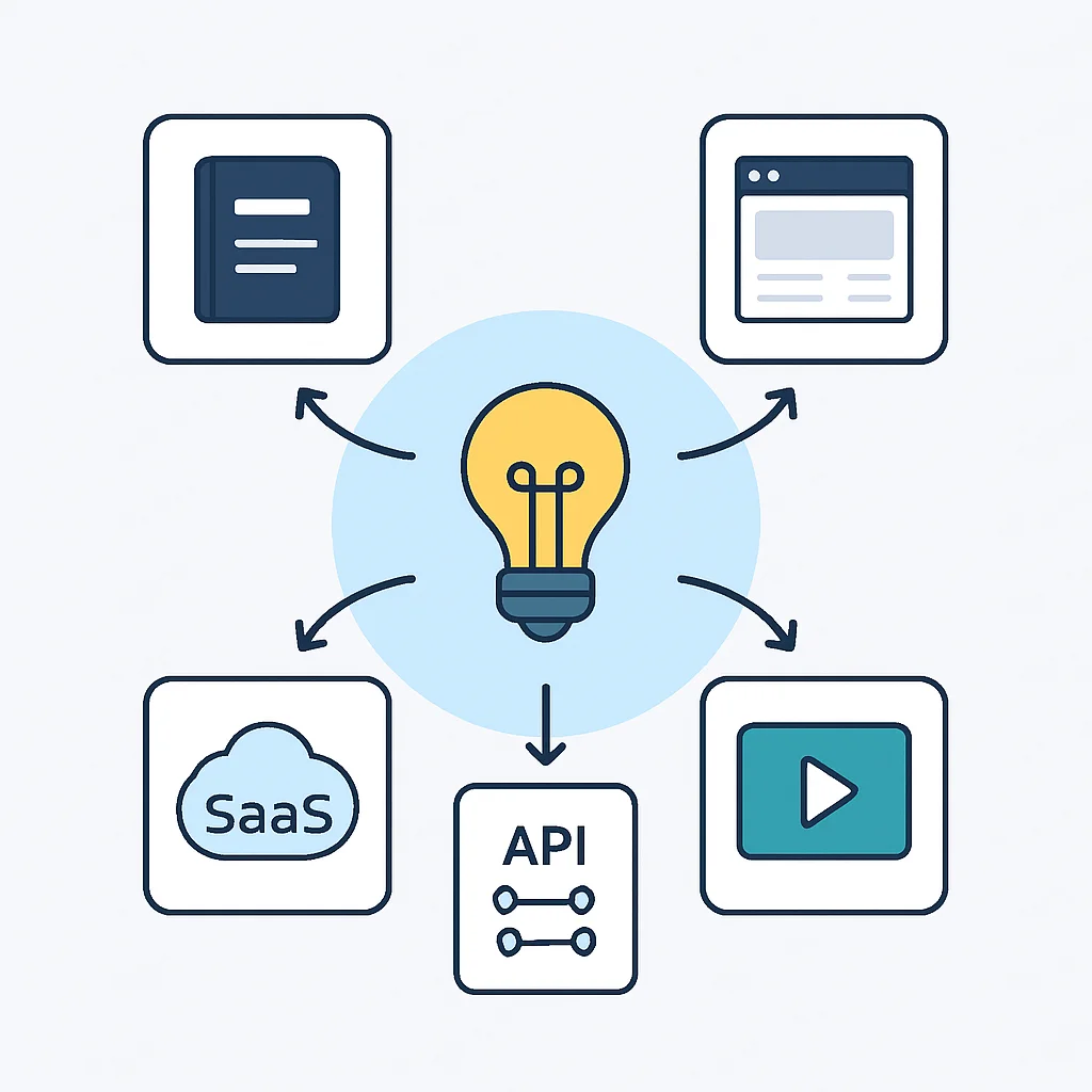 Diagramme des types de produits numériques pour développeurs et processus d'idéation