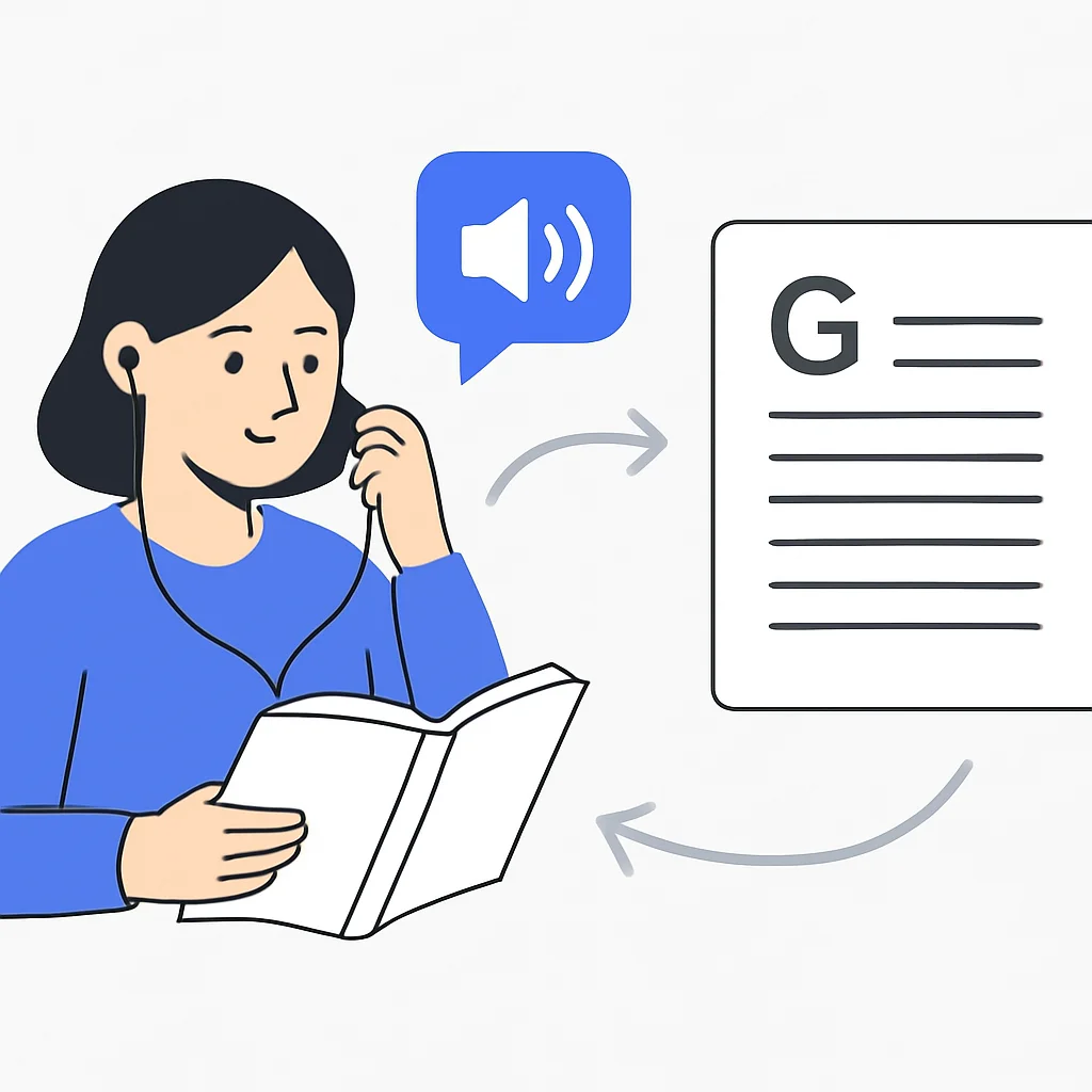 Diagramme montrant le processus de lecture active et d'écoute ciblée pour l'acquisition de la grammaire