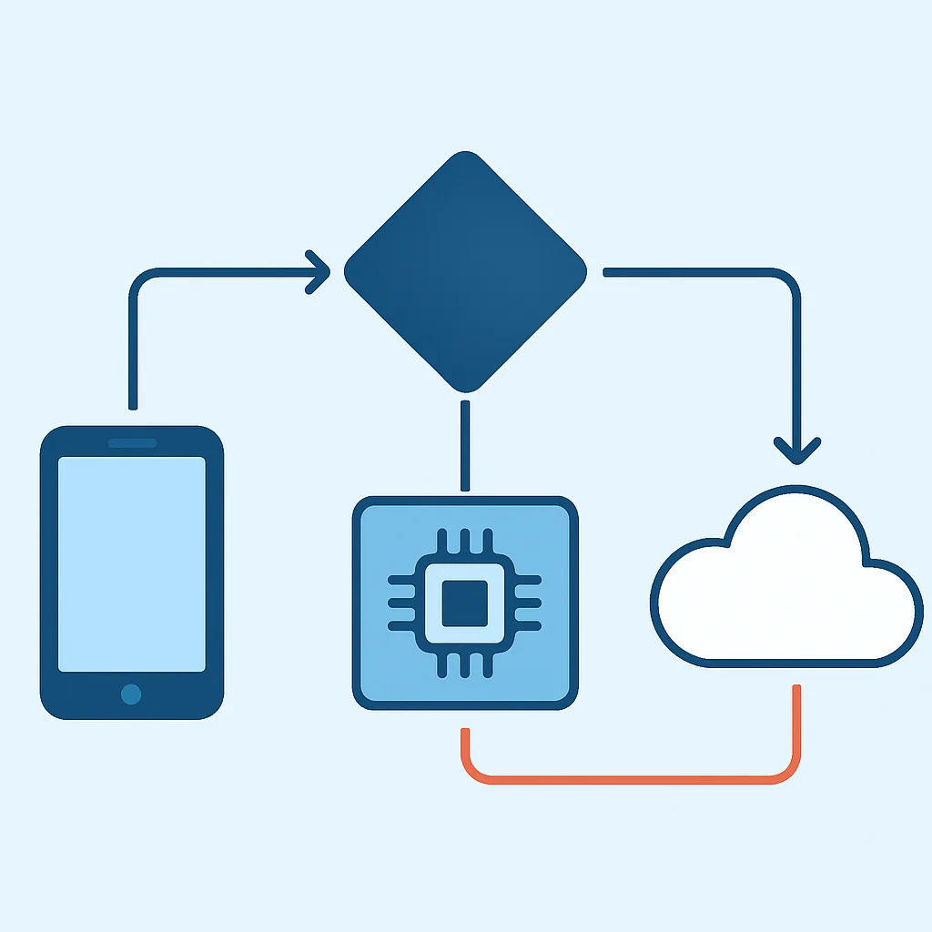 Organigramme illustrant la prise de décision dynamique pour le déchargement des tâches entre l'appareil, l'edge et le cloud
