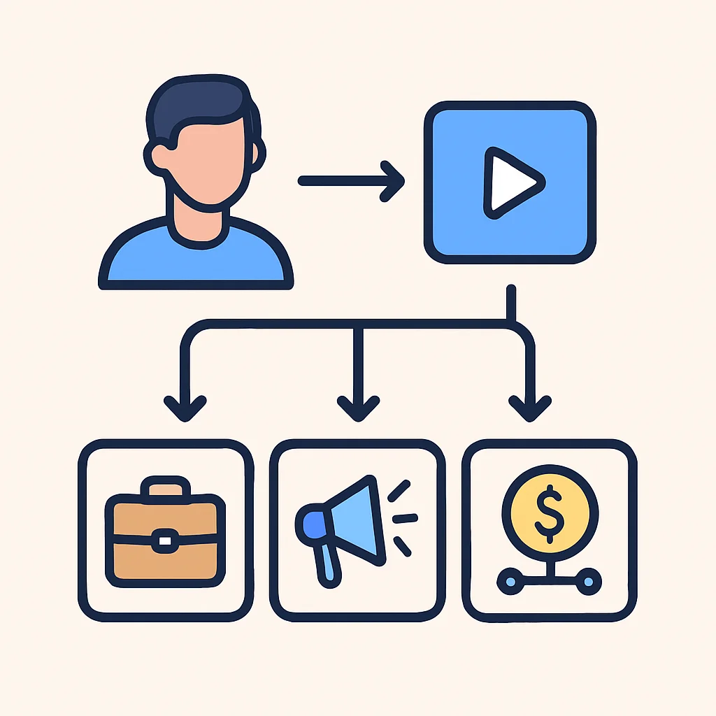 Organigramme montrant les diverses voies de monétisation pour les développeurs à partir de leur présence sur les réseaux sociaux : emplois, cours, parrainages, financement open source