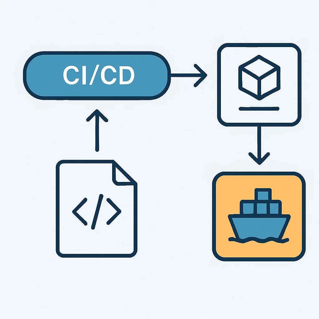 Organigramme d'intégration CI/CD avec outils de conteneurisation