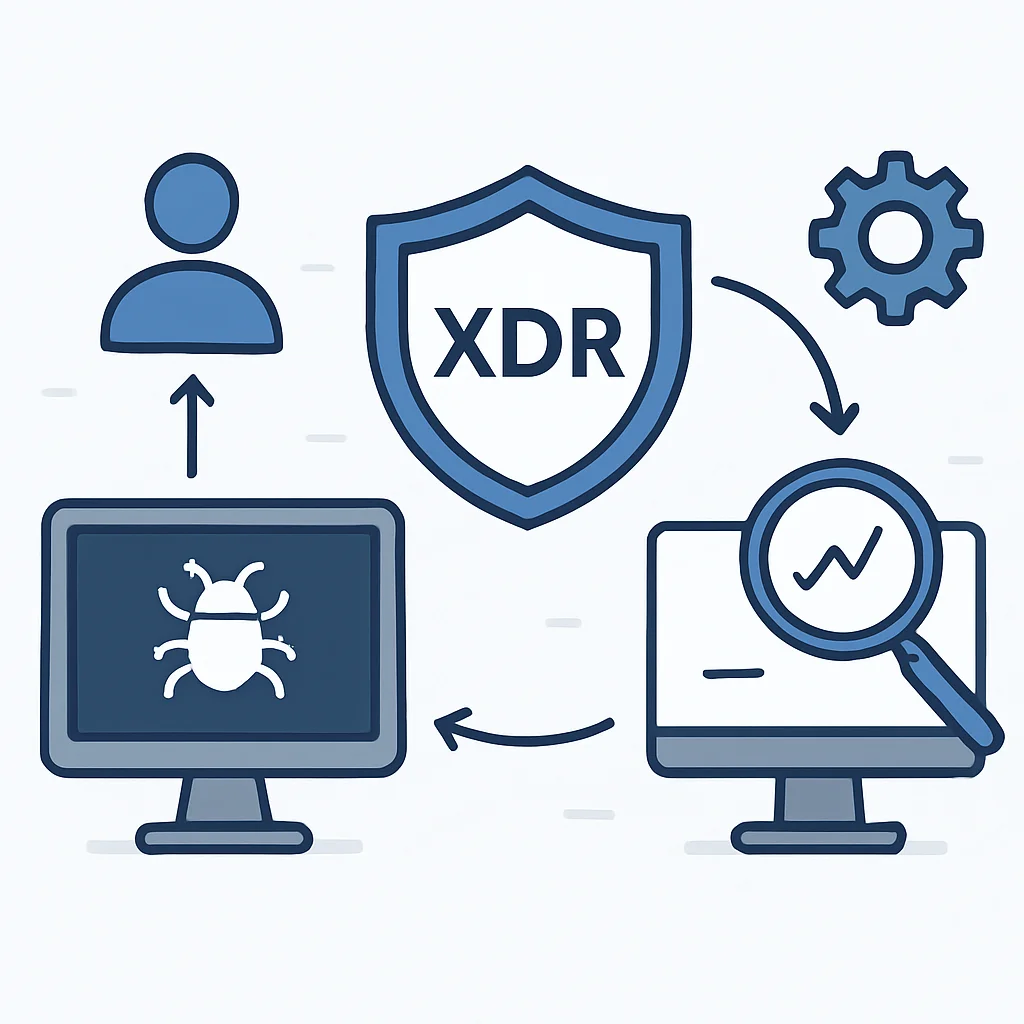Infographie montrant le flux de travail d'un système XDR pour la détection et la réponse aux attaques Zero-Day