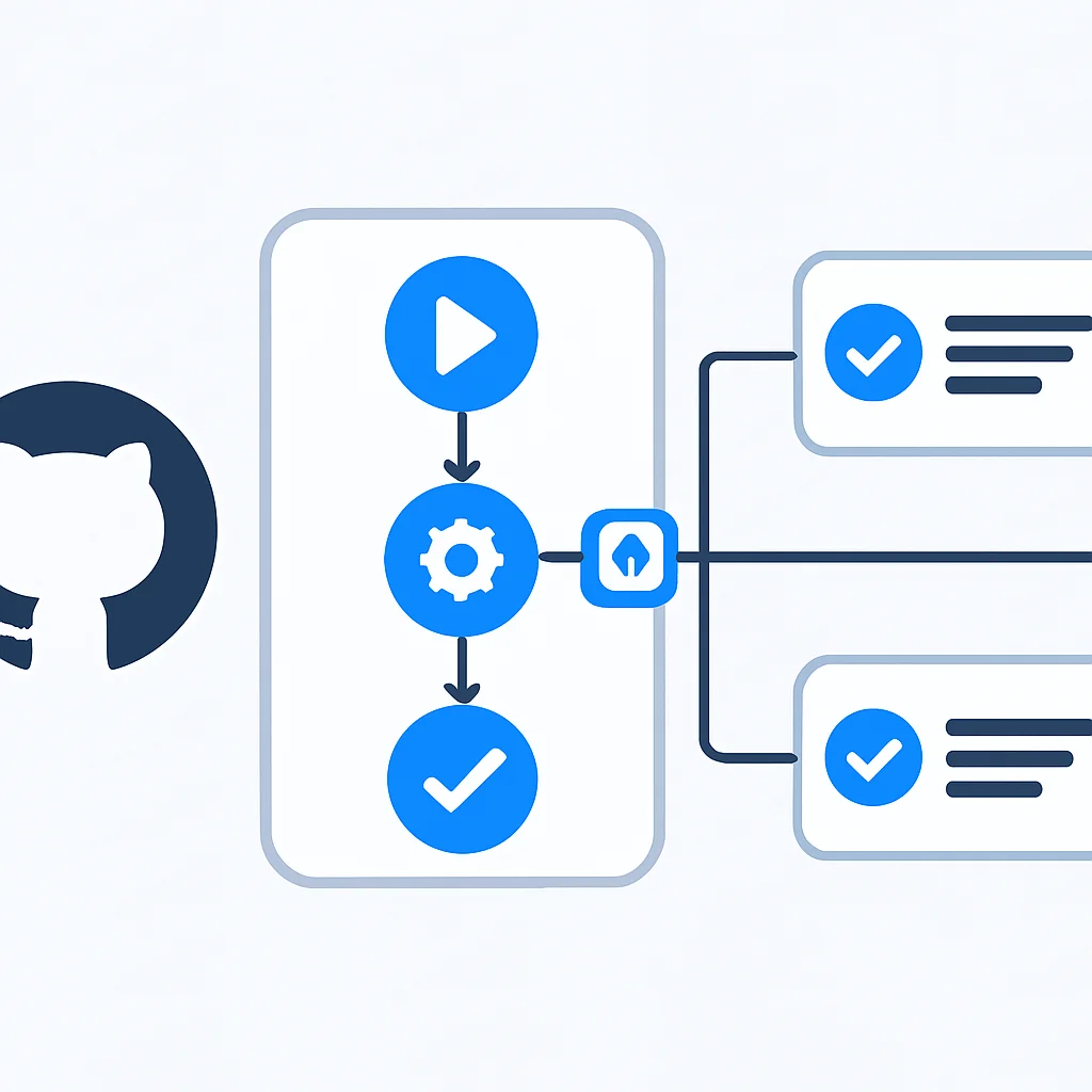 Illustration d'un workflow GitHub Actions avec mise en cache et jobs parallèles pour une exécution plus rapide