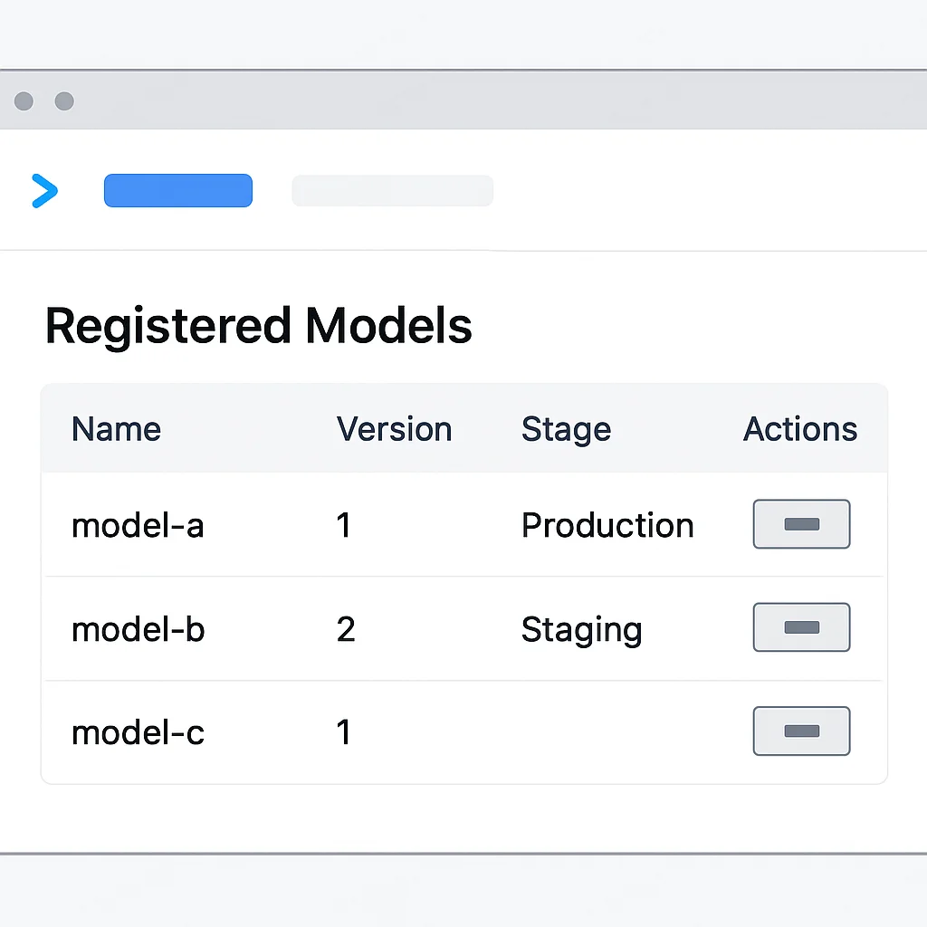 Capture d'écran de l'interface utilisateur MLflow avec les modèles enregistrés