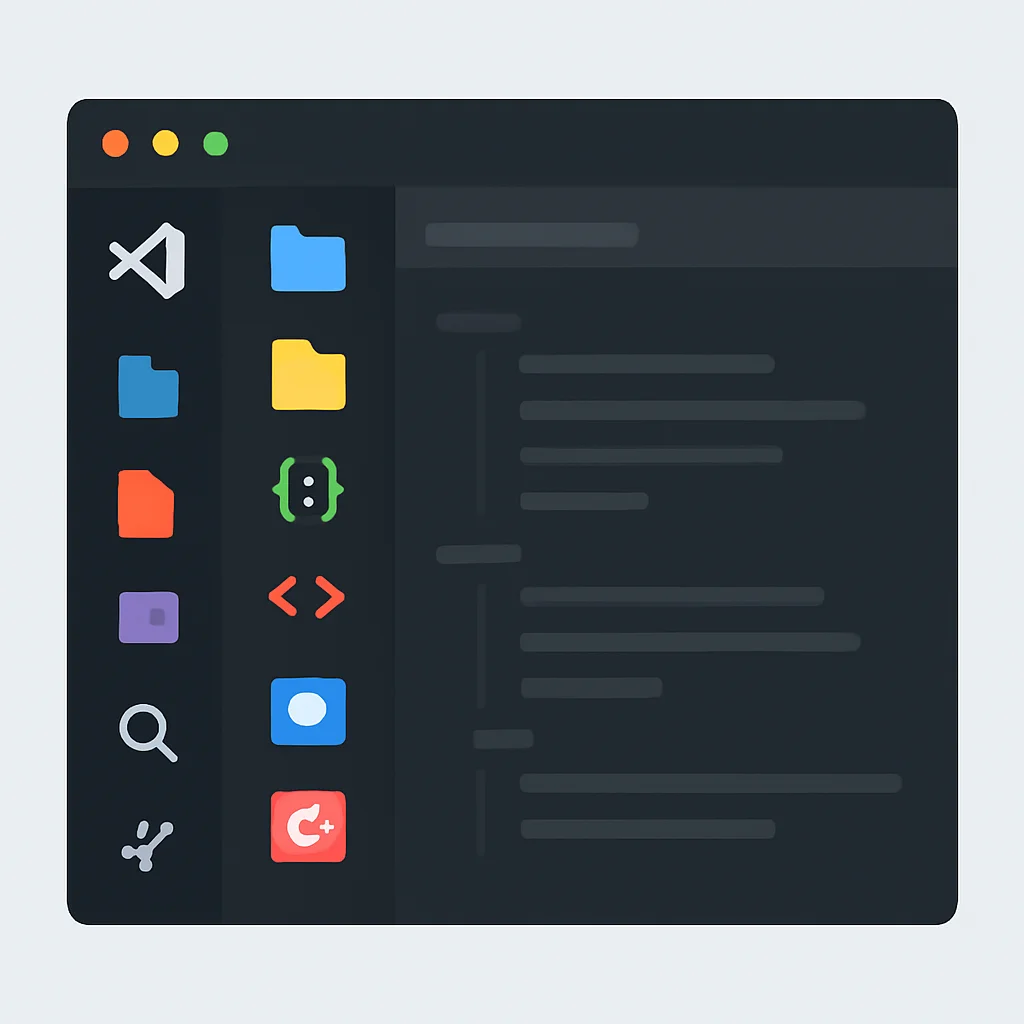Capture d'écran de VS Code avec le thème Material Icon appliqué, montrant diverses icônes de fichiers dans la barre latérale